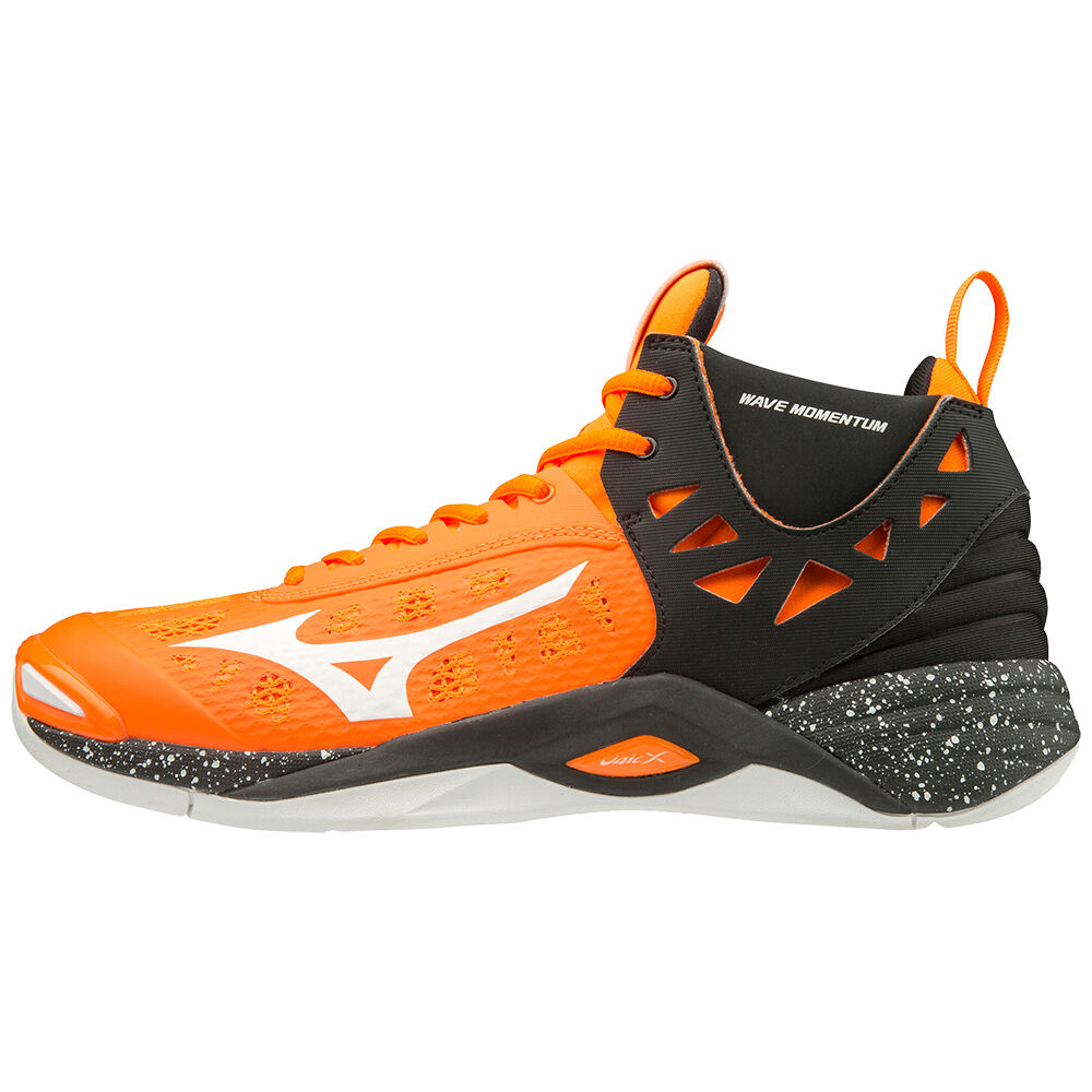 Scarpe Volley Mizuno WAVE MOMENTUM MID Uomo - Arancioni/Bianche/Nere - 62430-OWDA